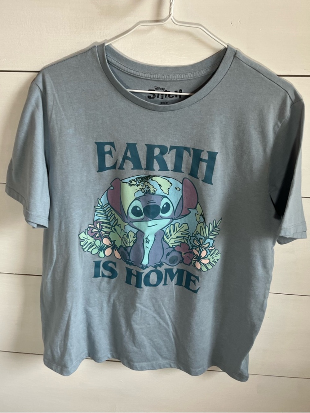 Disney Stitch Logo Tee - Light Blue Gray